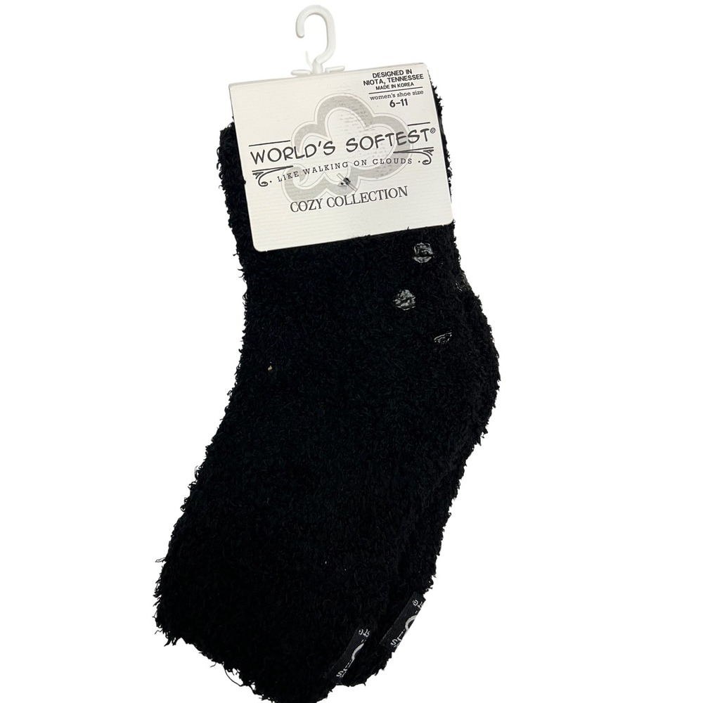 World's Softest Cozy Collection Black Fuzzy Socks Women's Shoe‎ Size 6-11 NEW